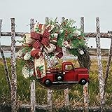 SUPYINI Roter LKW Christmas Wreath, Weihnachtskranz Tür außen Deko, Künstlicher Weihnachtskranz für die Tür, Weihnachten Kranz Dekokranz Hängende Weihnachtskugelnkranz Fenster Dek