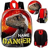 alles-meine.de GmbH 3D Effekt _ Kinder Rucksack - Jurassic World - Dinosaurier - inkl. Name - Tasche - wasserfest & beschichtet - Kinderrucksack groß Kind - Jungen - Kinderg