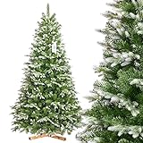 FAIRYTREES künstlicher Weihnachtsbaum NORDMANNTANNE Edel Weiß, Material Mix aus Spritzguss & PVC, inkl. Holzständer, 180cm, FT26-180
