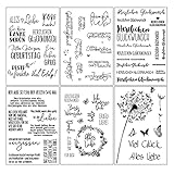 6 Blätter Silikonstempel Deutsch,Silikon Stempel Sprüche Deutsch Set Sortiertes Muster Vintage Geburtstag Stempel Deutsch für DIY Bullet Journal Scrapbooking Tiere Blumen Fotoalbum Dek