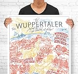 Lieferlokal Stadtposter Wuppertal in limitierter Auflage - 70x100 cm The Wuppertaler Poster Unikat - Wandbild mit illustriertem Stadtmotiv - Kunstdruck Poster mit E