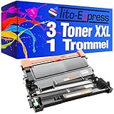 Tito-Express PlatinumSerie 3 Toner XXL & 1 Trommel kompatibel mit Brother TN-2220 & DR-2200 | Für DCP-7060D 7065DN 7070DW HL-2215 2220 2230 2240 2240D 2250DN 2270DW MFC-7360N 7460DN 7470D 7860DN 7860DW