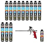 SET Dämmstoffkleber 12 Dose 750ml Klebeschaum Perimeterkleber Kleber für Dämmung EPS XPS + 1 Reiniger + 1 Schaump