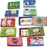 JOYIN 30 Stück Weihnachtsgeschenkkarten-Halter, 10 Cartoon-Designs, Weihnachtsgeschenkboxen, Schubladen-Stil, Feiertagsgeschenkkarten-Box für Weihnachten, Party-Dek