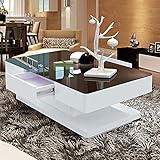 Wohnzimmer Hochglanz-Glas-Couchtisch mit schwarzem gehärtetem Glas und 2 Schubladen Großes rechteckiges Sofa-Ende aus Holz Teetisch für Büro-Warteempfang Wohnmöb