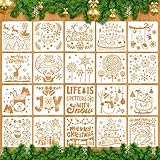 Weihnachtsschablonen 13 cm Kunststoff DIY Malerei Handwerk Schneeflocke Schablonen 20 Stück zum Malen auf Holzscheibe Wand, DIY Weihnachtsschmuck