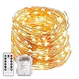 200 LED Lichterkette, ECOWHO 20M 8 Modi IP65 Wasserdicht Kupferdraht Lichterkette Batterie, Lichterkette Außen mit Fernbedienung & Timer, Lichterketten für Zimmer,W