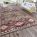 Paco Home In- & Outdoor Teppich Modern Zickzack Muster Terrassen Teppich Bunt, Grösse:120x170