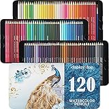 Display4top Professionelle Aquarellstifte, Aquarell Buntstifte Set für Künstler, Erwachsene und Kinder,Premium Künstlermine mit lebendigen Farben und schönen Mischeffekten mit Wasser (120)