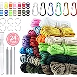 24 Farben 10 Fuß Paracord Schnur 550 Multifunktion Paracord Seile, Zeltseil Paracord Combo Handwerk Kit mit Schnallen und Paracord Nähnadeln zur Herstellung von Armband, Lanyard, Schlüsselb