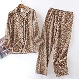 wsxcfyjh Pyjama Nachthemd Schlafanzug Vintage Leopard Pyjamas Sets Frauen Gebürstete Baumwolle Nachtwäsche Damenmode Flanell Pyjamas Für Frauen S Leopard-2