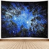 Towinle Wandbehang Hochwertige Wandteppich Tapisserie Psychedelic Wandtuch Hausdeko Bettdecke Strandtuch Tagesdecke Boho Deko (Wald Sternenhimmel)