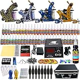 Solong Tattoo-Set 1 Tattoo Maschine 54 Tinten Netzteil Pedal Nadeln Griffe Tipps TK453-EU