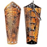 AQzxdc Mode Spinnennetz Armschienen, Mittelalterlicher Reiner Rindsleder Handgelenk Schutz, Bogenschießen Schutz Handgelenk, Cosplay Zubehör, Nordic Casual Herren Verstellbarer Armreif,Orang