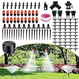 FAMOOKLAN Bewässerungssystem, 25 m automatisches Bewässerungssystem Garten mit einstellbaren Düsen, Tropfbewässerungsset für Gärten, Gewächshäuser, Blumenbeete, T