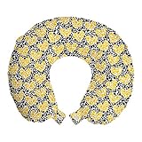 ABAKUHAUS Herzen Reisekissen Nackenstütze, Die Spuren der Hundetatze druckt, Schaumstoff Reiseartikel für Flugzeug und Auto, 30x30 cm, gelb G