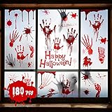 Halloween Deko Halloween Blutige Aufkleber 180pcs für Halloween Deko Tür, Halloween Deko Fenster, Halloween Deko Set Halloween Aufkleber 9 sheets für Halloween Party Fenster Badewanne Dek