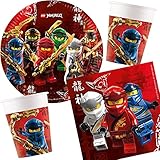 Carpeta 37-teiliges Party-Set * Lego NINJAGO * mit Teller + Becher + Servietten + Deko | Ninja Kindergeburtstag Partygeschirr Deko Geburtstag Party Mottoparty Luftb