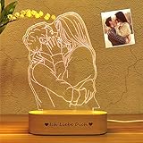 Personalisierte benutzerdefinierte Foto 3D Lampe Foto Gravur benutzerdefinierte Text 3D Nachtlicht mit Ihrem eigenen Bild & Text für Kinder Weihnachten besten Geschenke (Foto von zwei Personen)