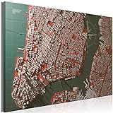murando Akustikbild Manhattan Stadtplan 120x80 cm Bilder Akustikschaum Hochleistungsschallabsorber Schallschutz Leinwand 1 TLG Wandbild Raumakustik Schalldämmung Karte Map New York City k-A-0483-b