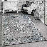 Paco Home Designer Teppich Modern Wohnzimmer Teppiche 3D Barock Muster In Grau Türkis Creme, Grösse:160x230