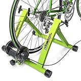 Relaxdays Unisex – Erwachsene Rollentrainer Inklusive Schaltung 6 Gänge für 26-28 Zoll bis 120 kg Belastbar Indoor Fahrradfahren Stahl, Grün, S