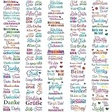 Transparent-Sticker, 10 Bogen à 10cm x 30cm | Bunte Aufkleber zum Basteln & Dekorieren (Sprüche & Wünsche)