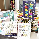 18PCS Geburtstagskarten Multipack mit Goldverzierungen, Grußkarten innen blanko, mit Umschlägen und Einlegeseite, Happy Birthday Karte für Tochter, F