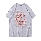 Unisex T-Shirt Creative Pizza-Spaß-Muster gedruckt Baumwolle Shirt Loose Casual Tops (grau,M)