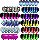 Haosell 66 Stück Dart Flights Slim Dart Flights Set dartflys Set Dart Flights Set weiß schwarz pink rot lila Rose blau Grun Dart Flight Standart Form für Soft Dartpfeile und Steel Dartp