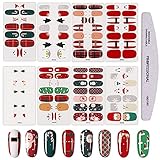 EBANKU 8 Blatt Weihnachten Full Wraps Nail Sticker Selbstklebende Nail Art Sticker Schneemann Schneeflocke Nail Wrap Decals Maniküre Nail Art Dekoration für Frauen Mädchen mit 1 Stück Nag