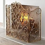 DPBHYO Kamingitter 3-Panel-Eisengitter-Kamingitter,36 Zoll hoch dekoratives Gitter Babysicherer Zaun Eisen-Funkenschutz-Abdeckung Outdoor-Kaminwerkzeug