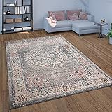 Paco Home Outdoor Teppich Terrasse Balkon Küchenteppich Modernes Orient Muster Mit Ornamenten Vintage Design Used-Look Grau, Grösse:120x170