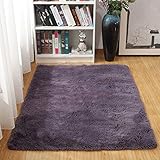 Txyk Ultra Soft Indoor Moderne Teppiche Flauschigen Wohnzimmer Teppiche Geeignet für Kinder Schlafzimmer Wohnkultur Kinderzimmer Teppiche 60 * 120 cm (Lila Grau)