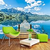 ZZXIAO Tapete 3D Naturlandschaft Blauer Himmel Holzbrücke Wandbild Wandbild Wohnzimmer TV Sofa Hintergrund Tapeten 3D fototapete 3d effekt tapete Wohnzimmer Schlafzimmer Hintergrundbild-250cm×170