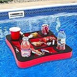 Polar Whale Schwimmender Getränkehalter, rot und schwarz, Erfrischungstisch, Tablett für Pool oder Strandparty, Float Lounge, haltbarer schwarzer Schaumstoff, 45 cm groß, 10 Fächer, UV-beständig