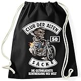 MoonWorks Turnbeutel Sack Jutebeutel Geschenk-Tüte Club der Alten Säcke für Ältere Geburtstag Männer 50 schwarz U