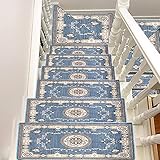 ZDSS Selbstklebend Stufenmatten,Treppen Teppich,Fasermaterial,exquisites Muster,mittlere Dicke,rutschfest und schallisolierend,Waschbar Starke Befestigung Klassisch Treppen-Matten(10Stück)