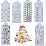 WHK 6Pcs Kuchen dekorieren Schablonen, Blumenkuchen Drucken Hohlspitzen Vorlagen Blumenkante Geprägte Abdruckmatte Fondant F