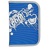 Idena 20109 - Schüleretui mit 2 Innenklappen und Reißverschluss, Aufschrift Keep Cool, in blau, 50 teilig befüllt mit Buntstiften, Lineal und Zubehör, Keep Cool, für Schule und F