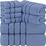 Utopia Towels - Elektrisch Blau Handtuch Set 8 - Stück, Viskose-Streifen Handtücher - 600 g/m² Ring Spun Baumwolle - hochabsorbierende Handtücher (Packung mit 8)