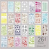 int!rend 26 Schablonen Set, aus Kunststoff, Zeichenschablonen Muster für Bullet Journal, Scrapbooking, Fotoalbum, Gästebuch, DIY Geschenkk