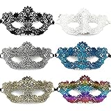 Hopowa Spitzenmaske Sexy Damen Bestickte Spitzen Augenmaske Maskerade Gesichtsmasken für Maskenball Kostüm Karneval Party 6 Stück