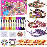 modacraft Freundschaftsbänder Bastelset mit Buchstabenperlen Baumwollgarn Kordeln Gewebtem Brett Freundschaft Armbänder Basteln Flechtset Knüpfset für Kinder ab 8 Jahre Geburtstagsgeschenk