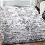 VanderHOME Einzigartige Gradient Tie-Dye Teppiche, kein Verschütten und kein Ausbleichen, weicher und Flauschiger Teppich für Schlafzimmer und Wohnzimmer Gradient Water Grey 160x230