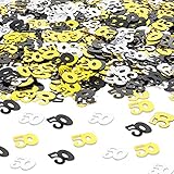 50 Geburtstag Konfetti, Schwarz Gold Silber Konfetti Nummer 50 Konfetti 30g Tischkonfetti für Geburtstag Hochzeit Jubiläum Partydek