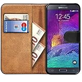 CoolGadget Klapphülle kompatibel mit Samsung Galaxy Note 4 Tasche, 360 Grad Rundumschutz Robustes Etui aus Kunstleder, Galaxy Note 4 Schutz Hülle - Schw