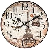 perla pd design Wanduhr Küchenuhr Vintage Design Eifelturm Paris ca. Ø 28