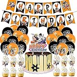 I3C 46 Stück Ninja 1x Ninja Alles Gute zum Geburtstag Banner 20x Luftballons 24x Cake Topper 1x groß Cake Topper für Tortendeko Geburtstag Partydek