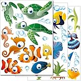 Wandkings Ozean Unterwasserwelt Wandsticker Set, 50 Aufkleber, 3 DIN A4 Bögen, Gesamtfläche 90 x 20